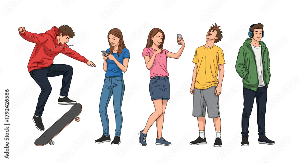 Obraz premium Diverse young people connect, express themselves, and live social vibrant lifestyles