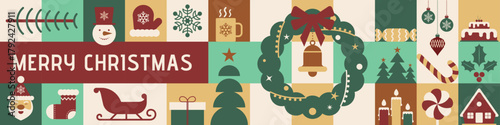 creative illustration of merry christmas geometric shape elements background cover banner