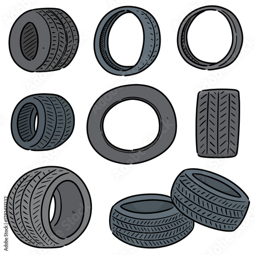 vector set of tires cartoon