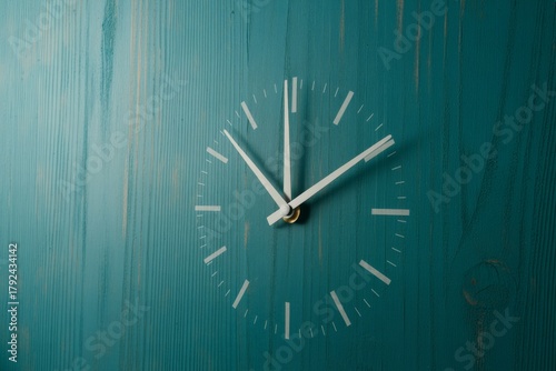 Wallpaper Mural Clock face on distressed teal wooden background Torontodigital.ca