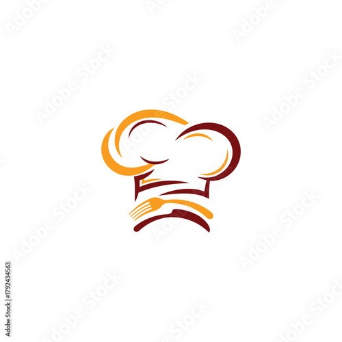Chef hat logo with fork, a symbol of culinary expertise and restaurant service