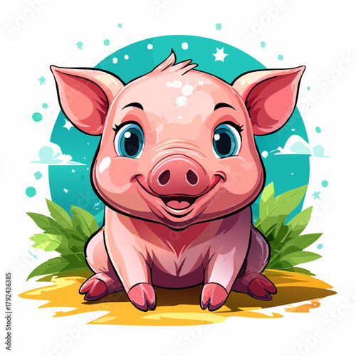 niedliches kleines Ferkel - Cartoon Comic Stil