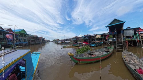 Wallpaper Mural Floating village on a river, Kampong Phluk, Cambodia, Boats, fisherman, 4k Torontodigital.ca