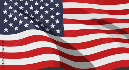 "Premium Waving American Flag Vector 2025 – High Quality USA Flag Illustration،US flag, us independence day, US