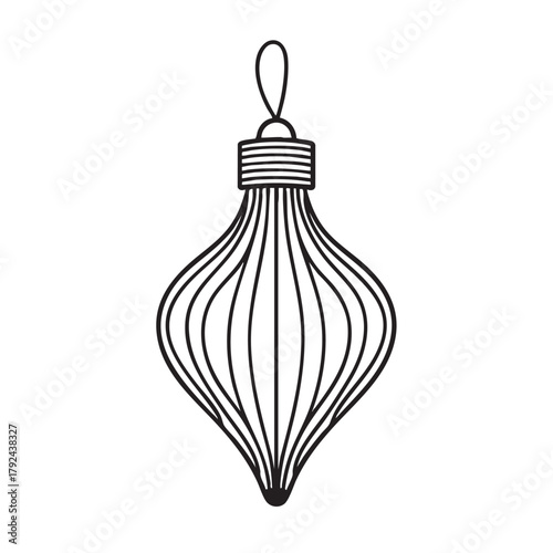 Simple outline icon of a vertical, spindle-shaped bauble.