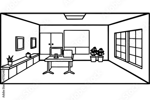Minimalist Office Room Decor Scene