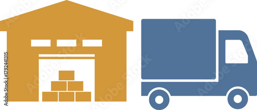 物流倉庫　トラック　アイコン