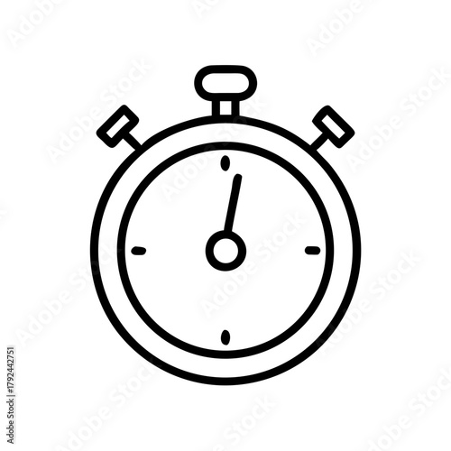 Illustration of a classic stopwatch with a round face and a short hand indicating time measurement