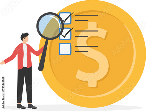 Evaluate the profitable business idea. Vector illustration.

