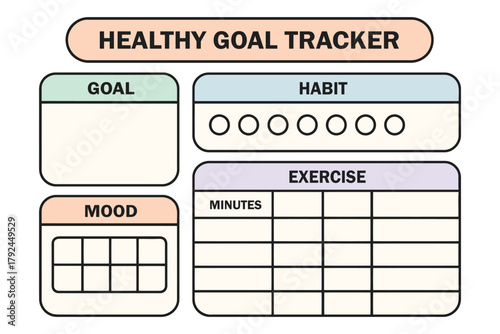 Healthy goal tracker planner for habits exercise and mood tracking