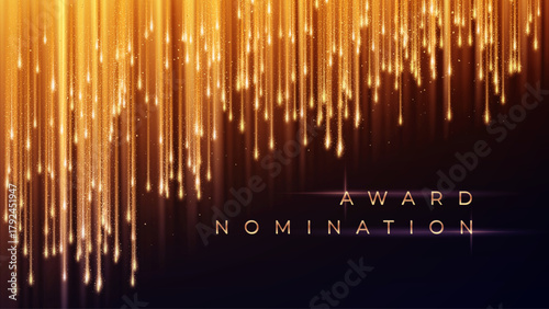 Vector Illustration Background Golden Light Trails For Award Nomination Warm Gold Tones With Sparkling Falling Dots