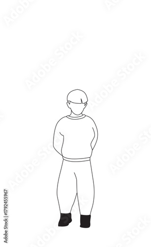 Little boy Line art illustration portrait - SVG character 