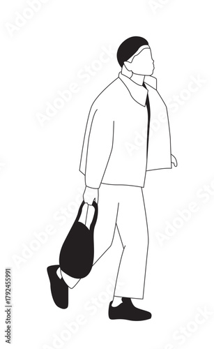 Model woman Line art illustration portrait - SVG character 