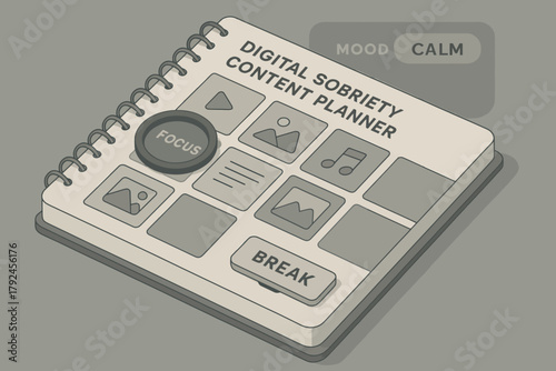 Digital sobriety content planner with focus and calm mood features