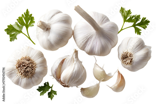 a bunch of garlic and some parsleya
