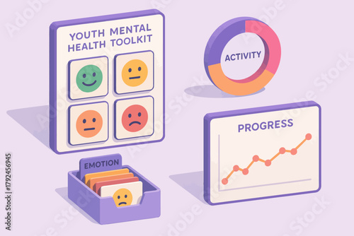 Youth mental health toolkit and progress tracker infographic
