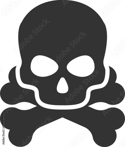 Black skull and crossbones warning symbol
