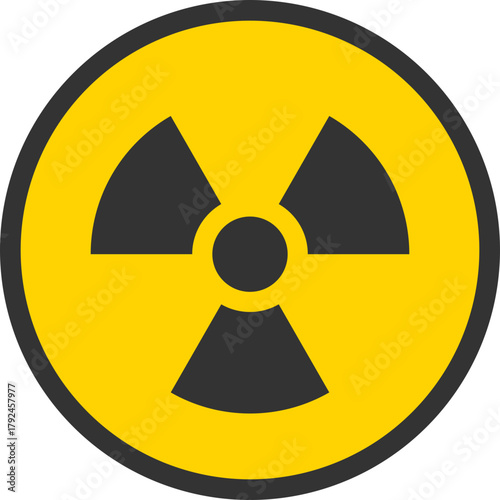 Black radiation hazard icon on yellow