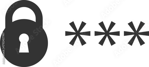 Security icon with padlock and password