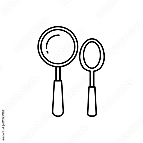 Sleuthing with Magnifying Glass and Spoon A Line Art Mystery Unveiled