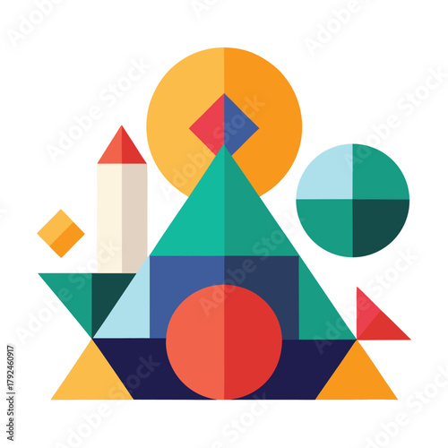 Abstract Geometric Shapes Composition