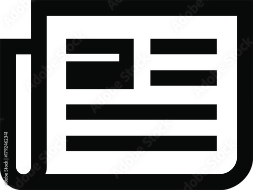 Black silhouette icon of a folded newspaper with text reading information