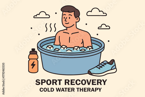 Athlete undergoes cold water immersion therapy for sports recovery and wellness