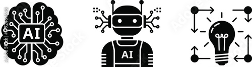 Business Automation AI Icons – Smart Workflow and Productivity Symbols