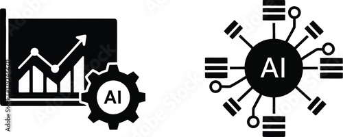 Business Automation AI Icons – Smart Workflow and Productivity Symbols
