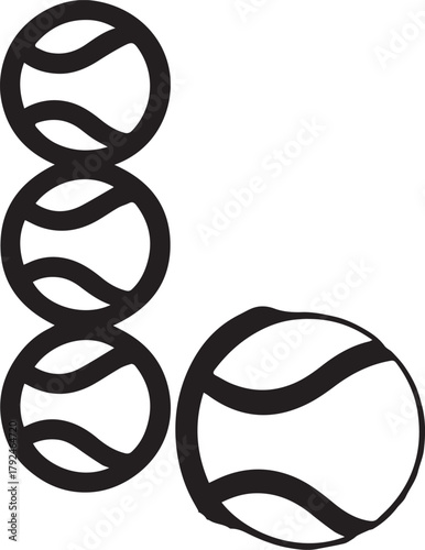 tennis ball icon set in black