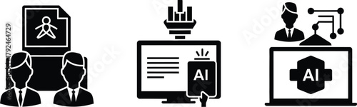 Business Automation AI Icons – Smart Workflow and Productivity Symbols