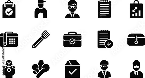 Business Automation AI Icons – Smart Workflow and Productivity Symbols