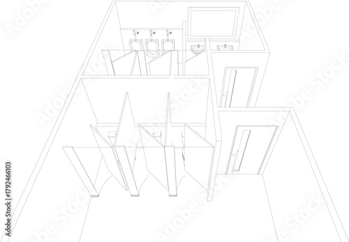 3D illustration of toilet and bathroom