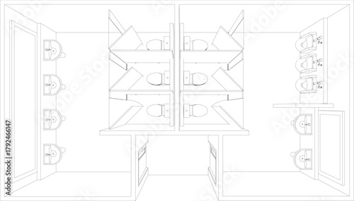 3D illustration of toilet and bathroom