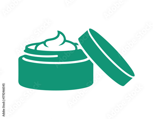 vector graphic depicting an open jar of body or face cream.