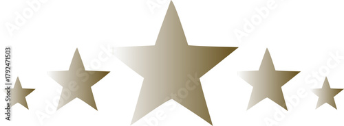 Five gold gradient stars in a curved arrangement. Elegant symbol for ratings, awards, reviews, or premium quality. Clean, modern design perfect for branding, certificates, or web graphics.