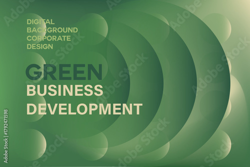 Abstract 3D blurred gradient texture spheres, environment protection, green sustainability business background with copy space. Digital ESG development