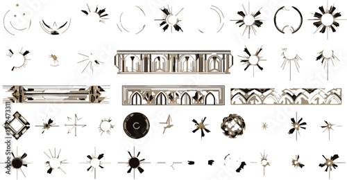 Ornamental decorative design elements vector set including borders, frames, and abstract graphics isolated on Transparent Background