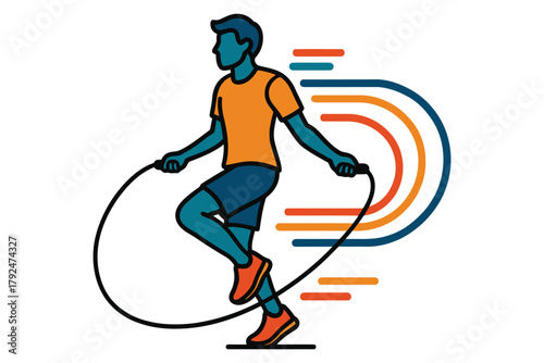 Athletic man jumping rope for cardio fitness and healthy lifestyle