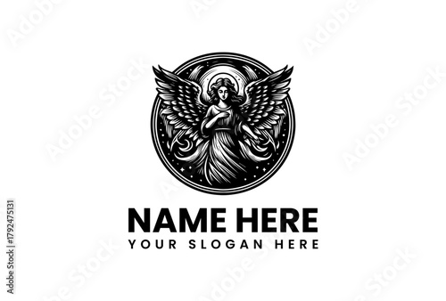 Elegant Angel Vector Logo Illustration A Sophisticated Design for Your Brand