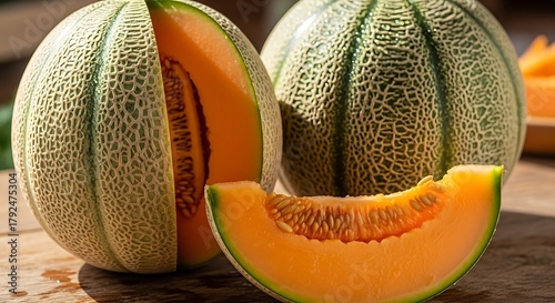 Cantaloupe Slice Delight: Fresh, Juicy, and Ready to Eat