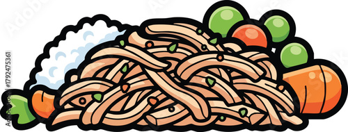 Pixel Art Noodles With Rice Carrots And Peas A Wholesome Meal