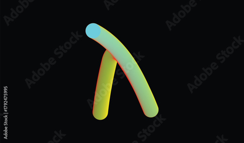 Abstract neon green and blue curved lines on black background