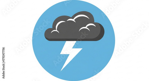 Illustration of a dark cloud with a lightning bolt on a blue background, symbolizing a storm or bad weather