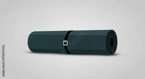 Rolled up yoga mat, a symbol of fitness and wellness, on a, exercise and healthy lifestyle concept, studio shot