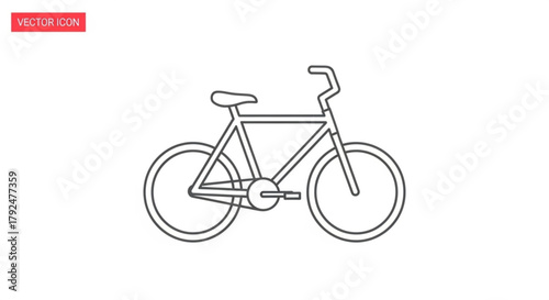 Simple bicycle icon is a minimalist design, perfect for transportation and recreation themes and vector use