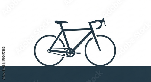 Sleek road bicycle silhouette, embodying speed, fitness, and modern design for cycling enthusiasts and graphic projects