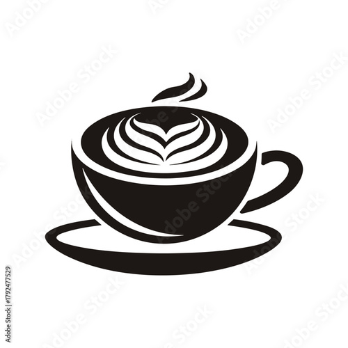 Coffee Mug Latte Art Isometric Graphic Silhouette Icon Vector Cafe Drink Espresso Cappuccino