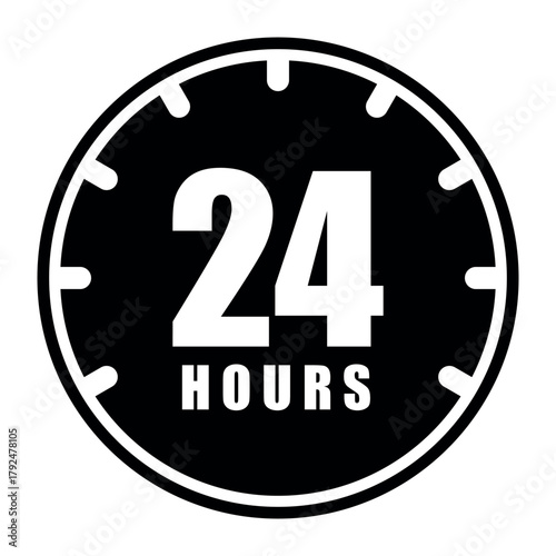 24 Hours Icon Symbol Template – Flat Time Service Vector Design