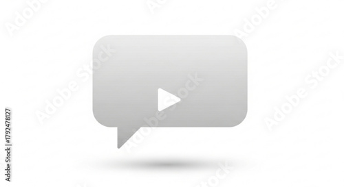 A white speech bubble with a play button on a, representing video communication